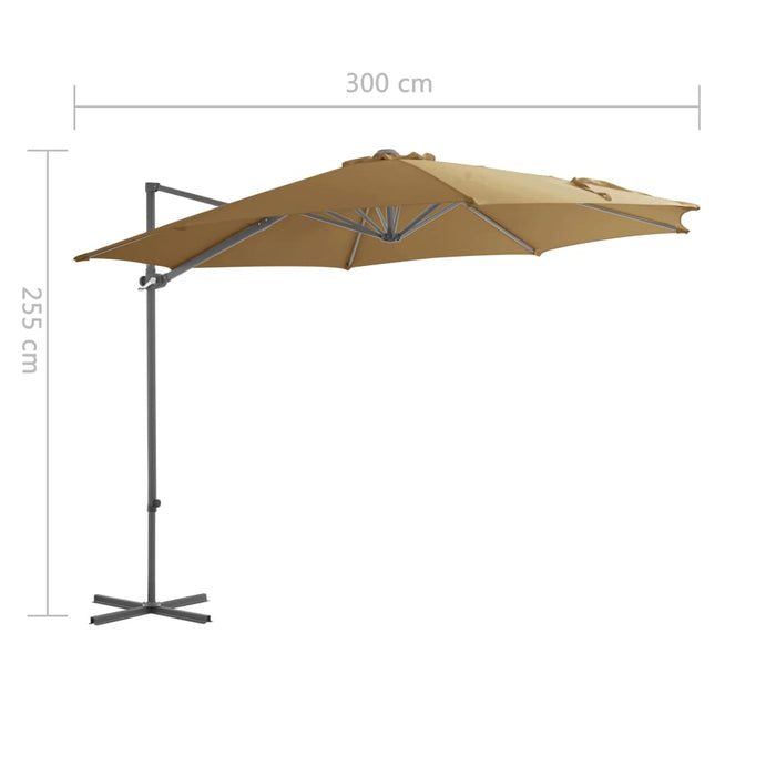 Umbrelă consolă de grădină, stâlp din oțel, taupe, 300 cm - WALTI WALTI