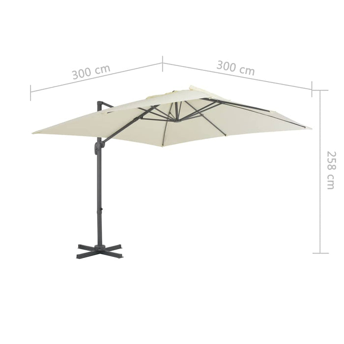 Umbrelă de grădină cu consolă și stâlp din aluminiu, 300x300 cm, culoare nisip WALTI