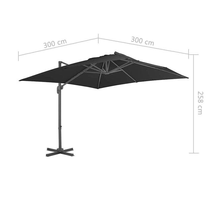Umbrelă în consolă cu stâlp din aluminiu, 300x300 cm, antracit - WALTI WALTI