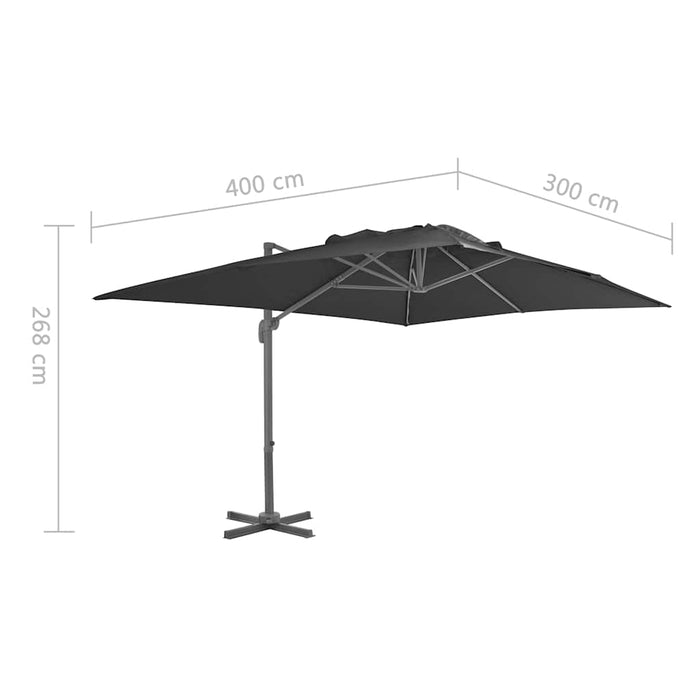 Umbrelă de grădină cu consolă și stâlp din aluminiu, antracit, 400x300 cm WALTI