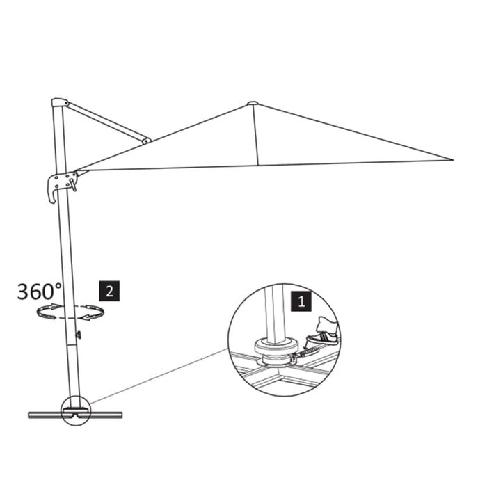 Umbrelă suspendată cu stâlp din aluminiu gri taupe 300x300 cm - WALTI WALTI