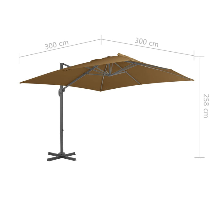 Umbrelă suspendată cu stâlp din aluminiu gri taupe 300x300 cm - WALTI WALTI