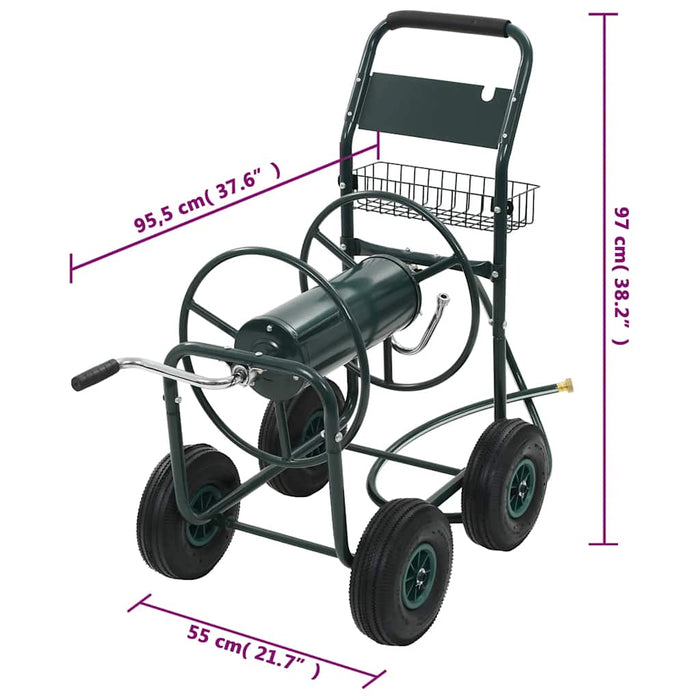 Cărucior pentru furtun de grădină cu racord 1/2", 75 m, oțel - WALTI WALTI
