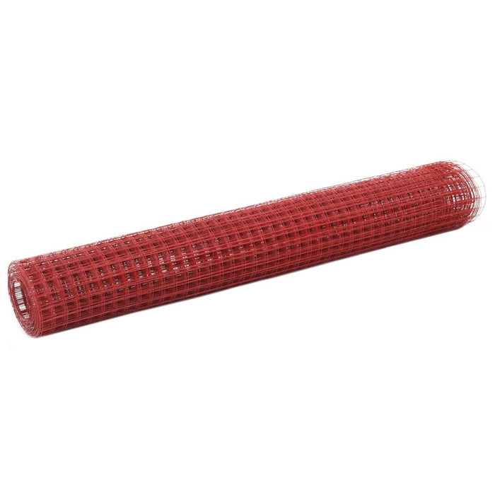 Plasă de sârmă găini, roșu, 10 x 1 m, oțel cu înveliș PVC - WALTI WALTI