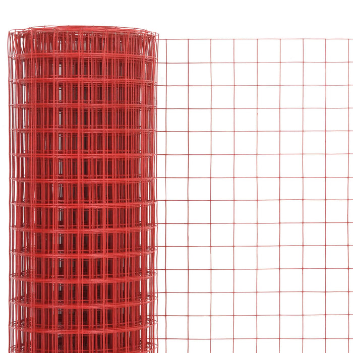 Plasă de sârmă găini, roșu, 10 x 0,5 m, oțel cu înveliș PVC WALTI