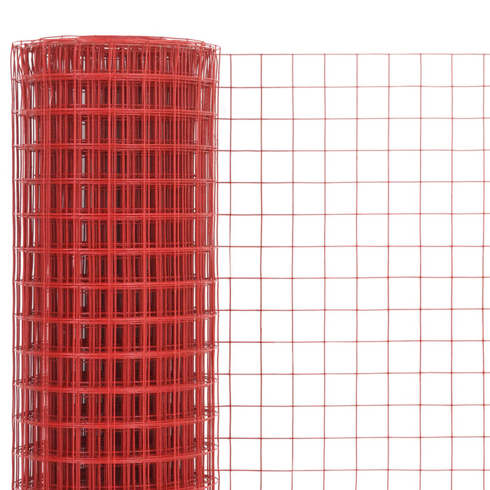 Plasă de sârmă găini, roșu, 25 x 0,5 m, oțel cu înveliș PVC - WALTI WALTI