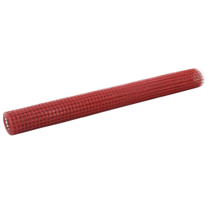 Plasă de sârmă găini, roșu, 25 x 1,5 m, oțel cu înveliș PVC WALTI