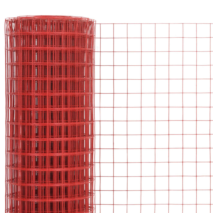 Plasă de sârmă găini, roșu, 25 x 1,5 m, oțel cu înveliș PVC WALTI