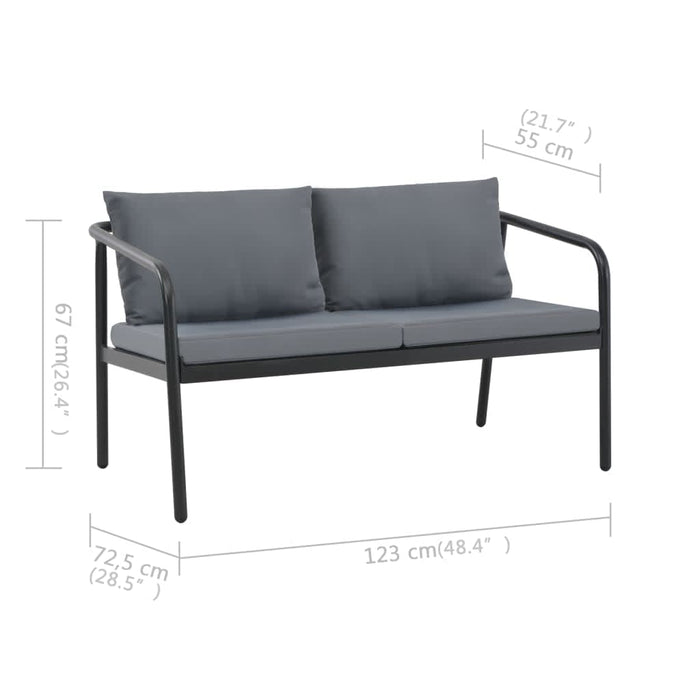 Canapea de grădină cu 2 locuri, cu perne, gri, aluminiu - WALTI WALTI
