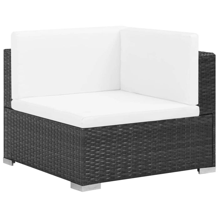 Set mobilier de grădină cu perne, 7 piese, negru, poliratan WALTI
