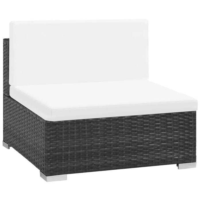 Set mobilier de grădină cu perne, 7 piese, negru, poliratan WALTI