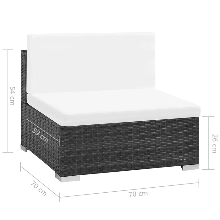 Set mobilier de grădină cu perne, 7 piese, negru, poliratan WALTI