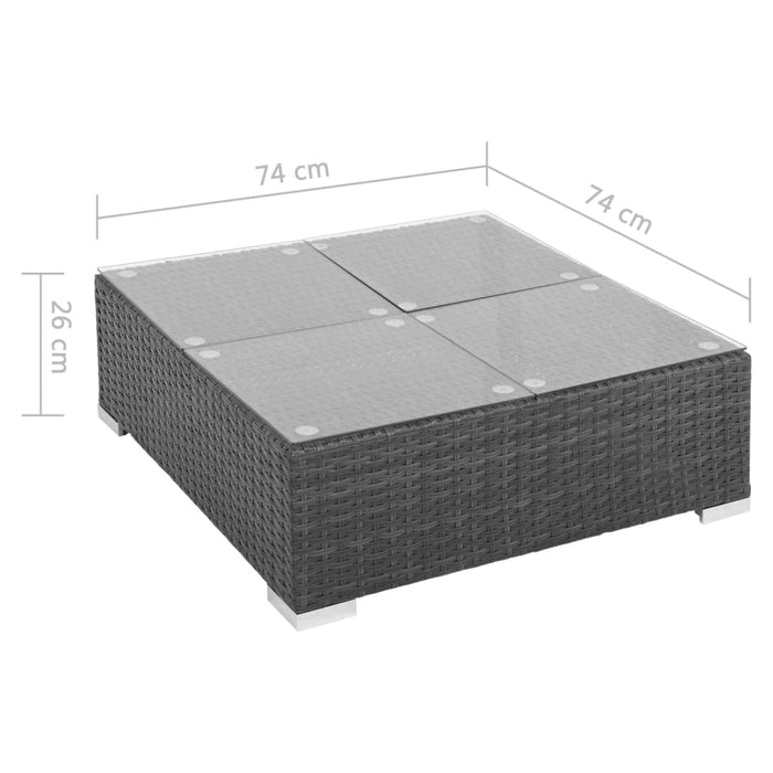 Set mobilier de grădină cu perne, 7 piese, negru, poliratan WALTI