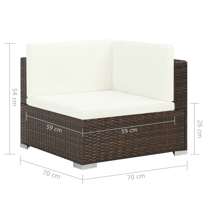 Set mobilier de grădină cu perne, 7 piese, maro, poliratan - WALTI WALTI
