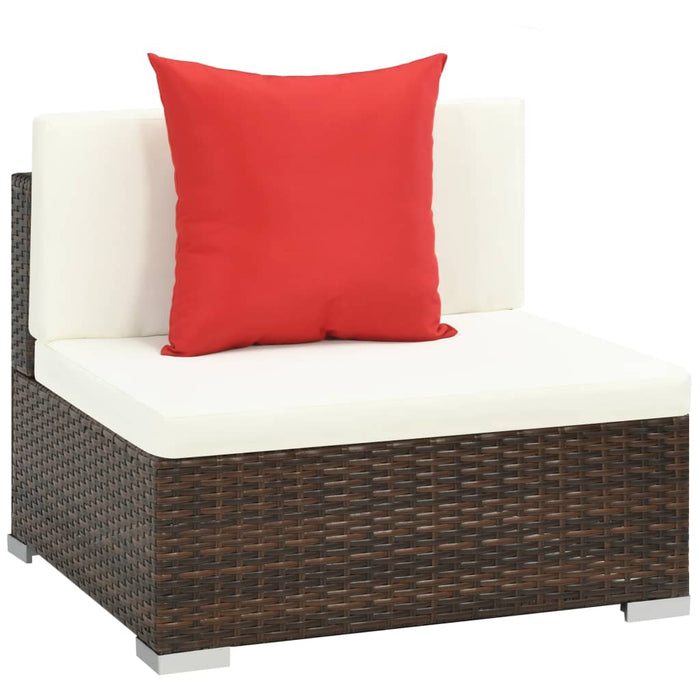Set mobilier de grădină cu perne, 7 piese, maro, poliratan - WALTI WALTI