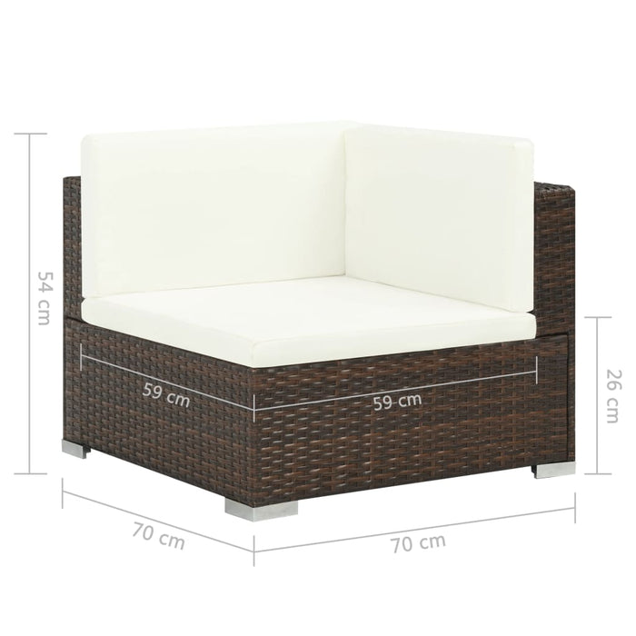 Set mobilier de grădină cu perne, 7 piese, maro, poliratan - WALTI WALTI