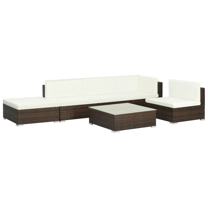 Set mobilier de grădină cu perne, 6 piese, maro, poliratan WALTI