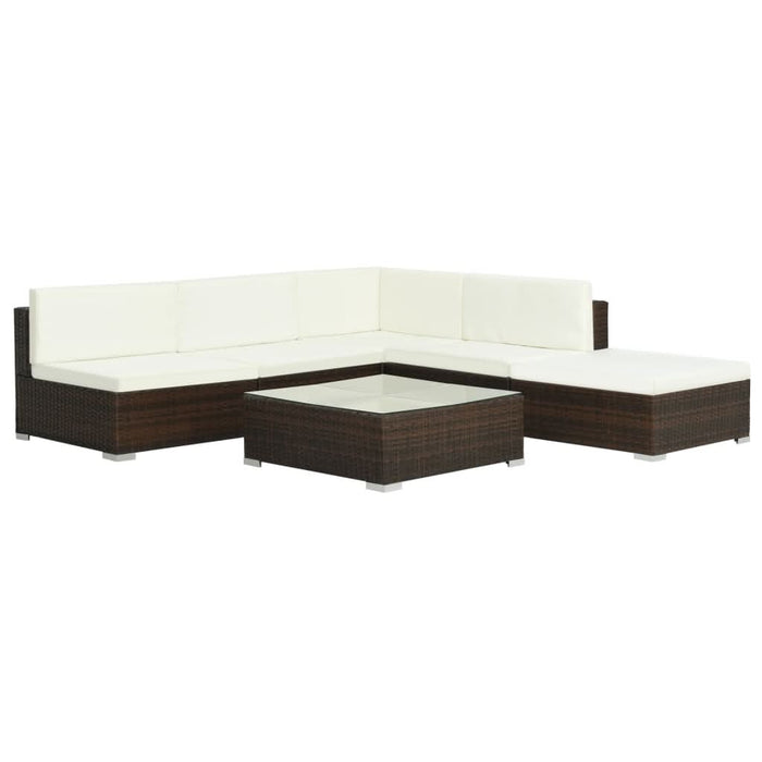 Set mobilier de grădină cu perne, 6 piese, maro, poliratan WALTI