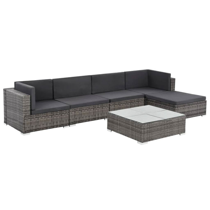 Set mobilier de grădină cu perne, 6 piese, gri, poliratan WALTI