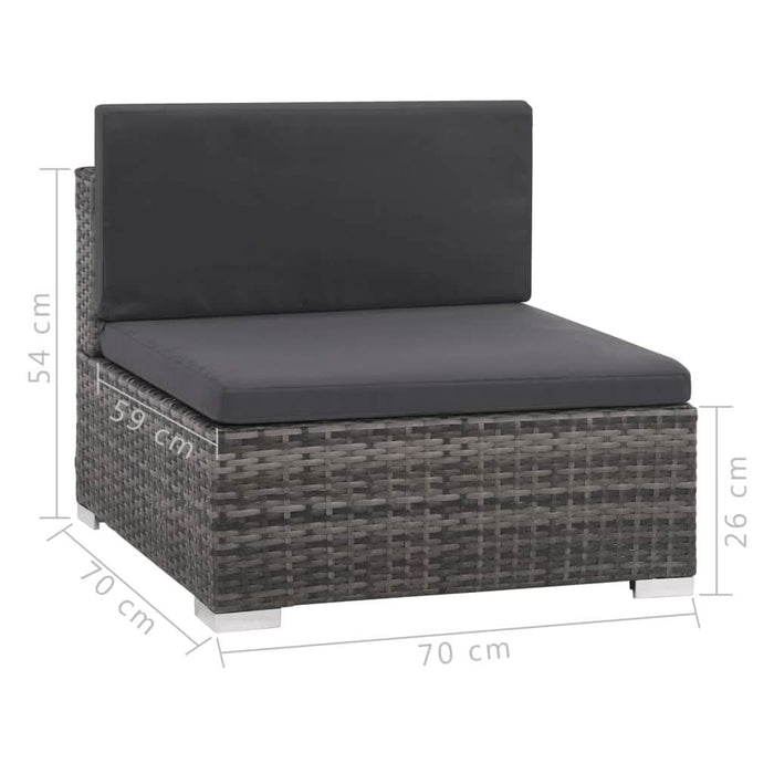 Set mobilier de grădină cu perne, 6 piese, gri, poliratan WALTI