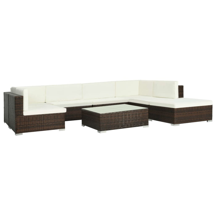 Set mobilier de grădină cu perne, 8 piese, maro, poliratan WALTI