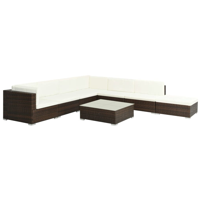 Set mobilier de grădină cu perne, 8 piese, maro, poliratan WALTI
