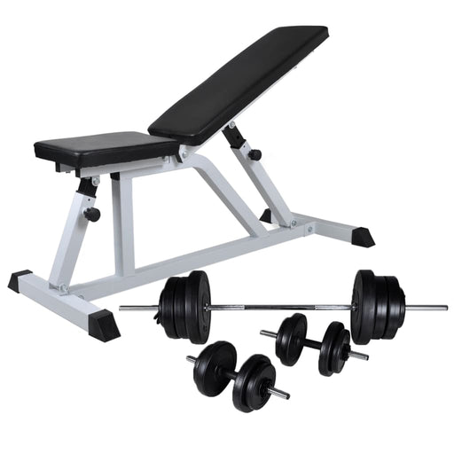 Bancă de antrenament cu set de haltere și gantere, 60,5 kg - WALTI WALTI