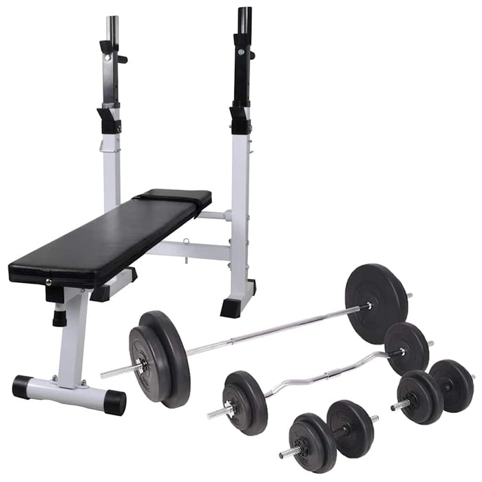 Bancă de antrenament, rastel set de haltere/gantere, 90 kg WALTI