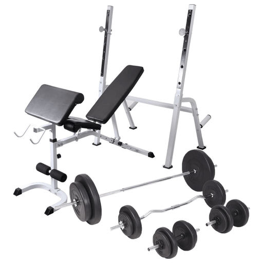 Bancă fitness cu rastel greutăți, set de haltere/gantere, 90 kg - WALTI WALTI