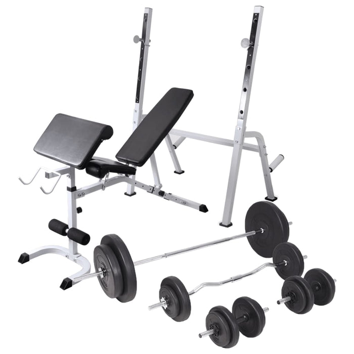 Bancă fitness cu rastel greutăți, set de haltere/gantere, 90 kg WALTI