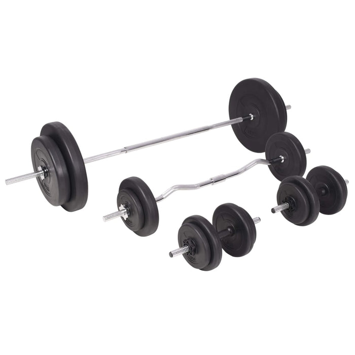 Bancă de greutăți cu raft și set de haltere și gantere, 90 kg WALTI
