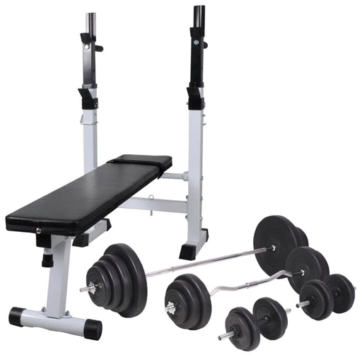 Bancă fitness cu rastel greutăți, set haltere/gantere, 120 kg - WALTI WALTI