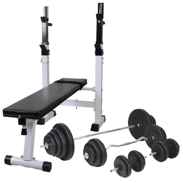 Bancă fitness cu rastel greutăți, set haltere/gantere, 120 kg - WALTI WALTI