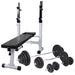 Bancă fitness cu rastel greutăți, set haltere/gantere, 120 kg - WALTI WALTI