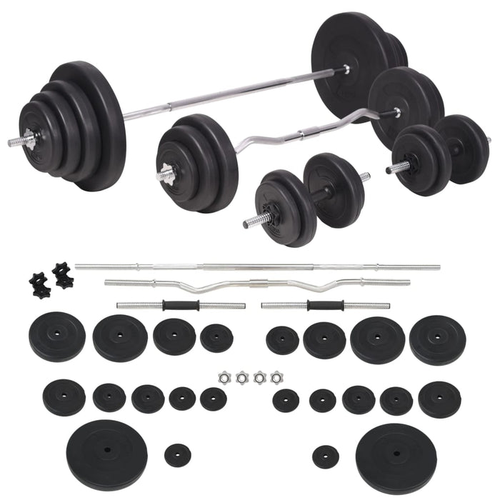 Bancă fitness cu rastel greutăți, set haltere/gantere, 120 kg - WALTI WALTI