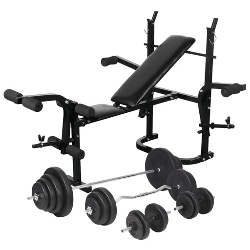Bancă fitness cu raft greutăți set haltere și gantere 120 kg - WALTI WALTI
