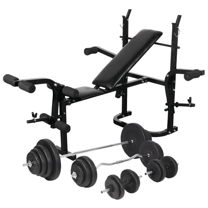 Bancă fitness cu raft greutăți set haltere și gantere 120 kg WALTI