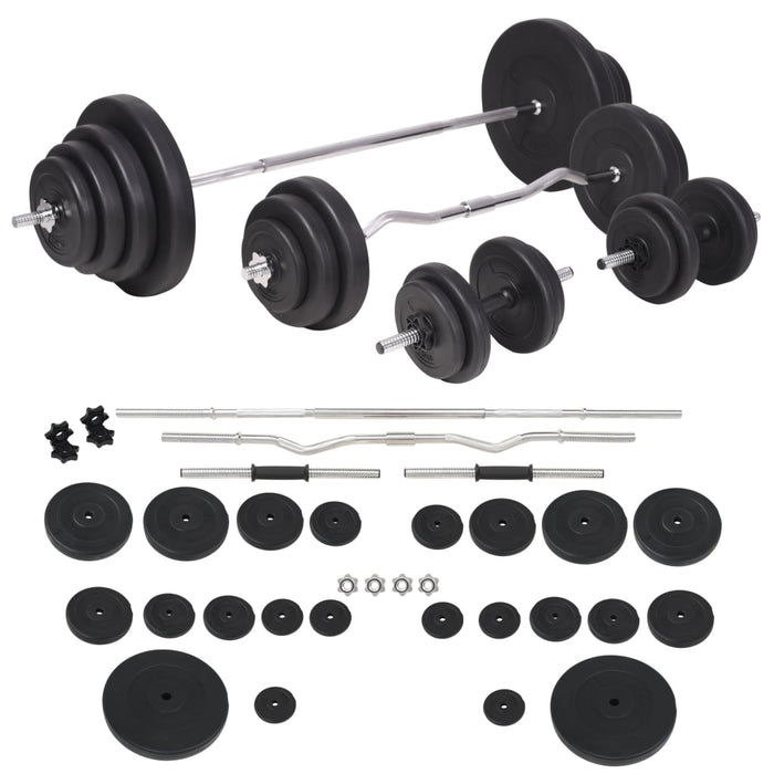 Bancă fitness cu raft greutăți set haltere și gantere 120 kg WALTI