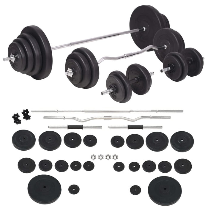 Bancă de greutăți cu raft și set de haltere și gantere, 120 kg WALTI
