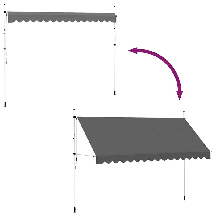 Copertină retractabilă manual, antracit, 400 cm - WALTI WALTI