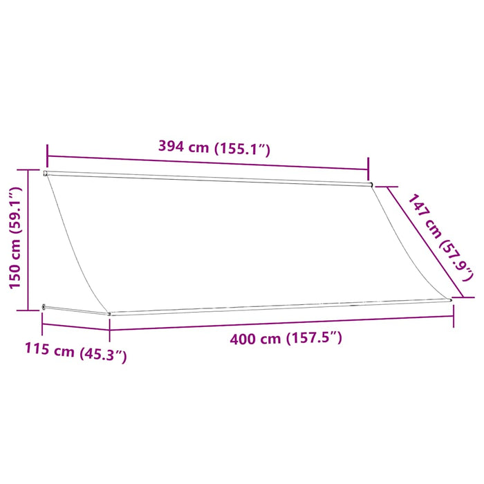 Copertină retractabilă, galben și alb, 400 x 150 cm - WALTI WALTI