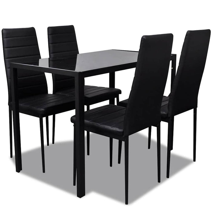 Set mobilier bucătărie, 5 piese, piele artificială, negru WALTI