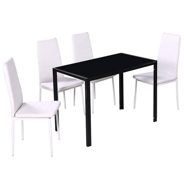 Set mobilier bucătărie 5 piese, piele artificială, negru și alb WALTI