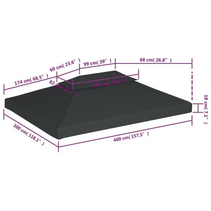 Acoperiș de pavilion, 2 niveluri, antracit, 4x3 m, 310 g/m² - WALTI WALTI