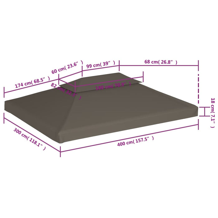 Acoperiș de pavilion, 2 niveluri, gri taupe, 4x3 m, 310 g/m² - WALTI WALTI