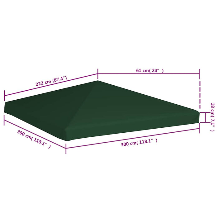 Acoperiș de pavilion, 310 g/m², verde, 3 x 3 m - WALTI WALTI