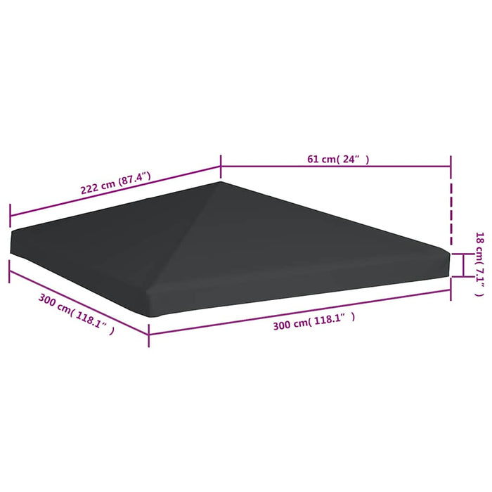 Acoperiș de pavilion, 310 g/m², gri, 3 x 3 m - WALTI WALTI
