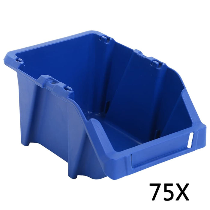Cutii depozitare stivuibile, 75 buc, 153x244x123 mm, albastru WALTI