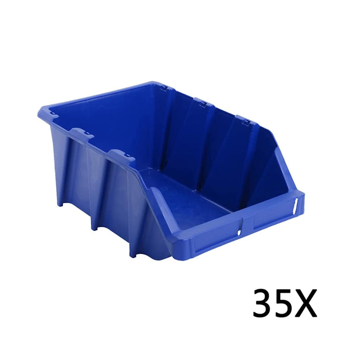 Cutii depozitare stivuibile, 35 buc, 218x360x156 mm, albastru WALTI