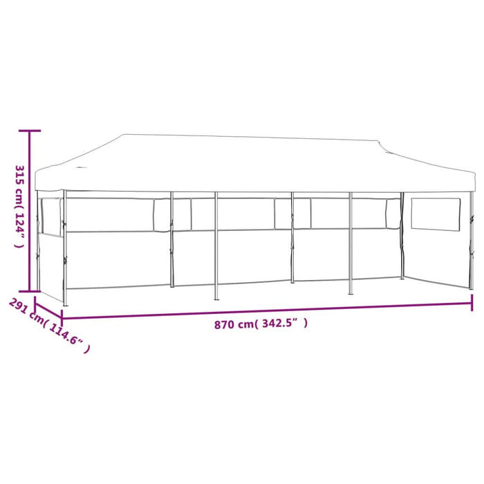 Cort petrecere pliabil cu 5 pereți laterali, antracit, 3 x 9 m - WALTI WALTI